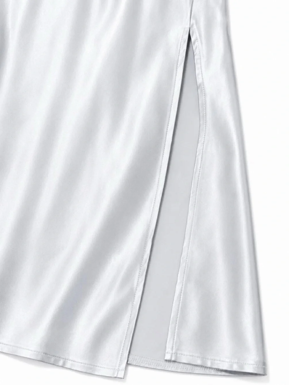 Princess Polly Silver Satin Midi Skirt with High Side Slit